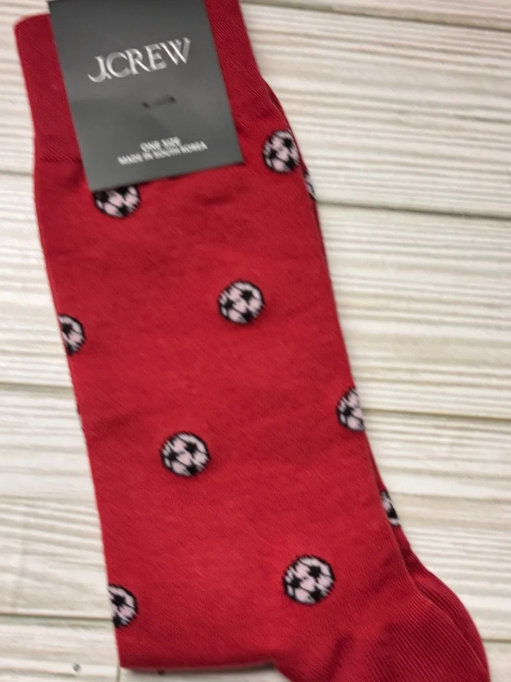 J.Crew Football Pattern Crew Style Red Patterned Crew Socks New with Tag